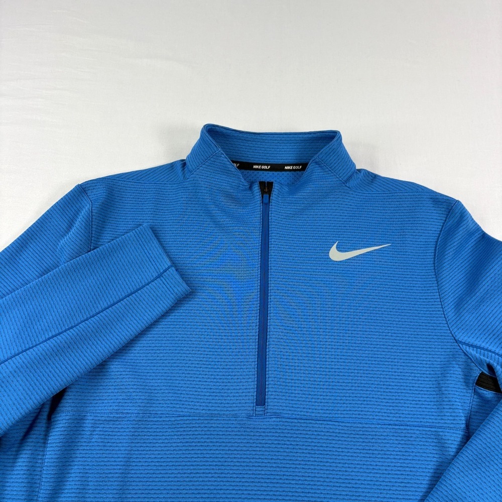 Nike Aeroreact Shirt Mens Medium Blue Golf 1/2 Zip Pullover Stretch Performance